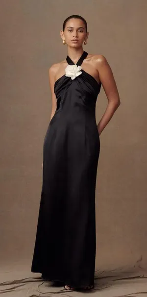 Meshki Black and White Halter Gown Cocktail Dress thumbnail 1