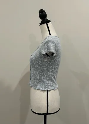 John Galt Cropped Button Down Baby Tee thumbnail 3