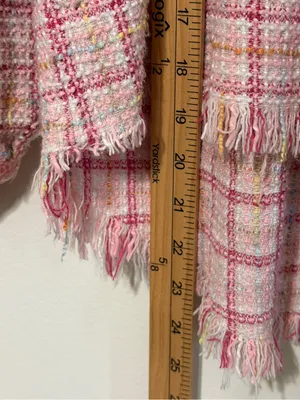 POL Pink Tweed Shirt Jacket Size Medium Shacket Patchwork Boho thumbnail 10