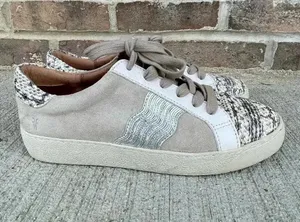 Frye Webster Wave Gray Suede with Snakeskin Print Low-cut Lace- up Sneakers 8.5M thumbnail 1