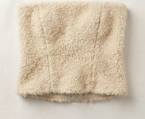 Zara Women Tube Top XS Beige Faux Fur Wool Blend Strapless 8982/531/733 NWT thumbnail 1