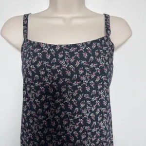 90s Handmade Women Indie Grunge Maxi Dress Small Black Ditsy Floral Square Neck thumbnail 6
