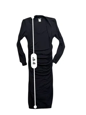 VENUS Black Long Sleeve‎ Ruched Midi Dress thumbnail 7