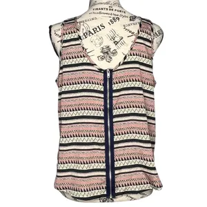 Bjewel (M) Aztec Tribal Print Scoop Neck Exposed Back Zipper Round Hem Tank thumbnail 5