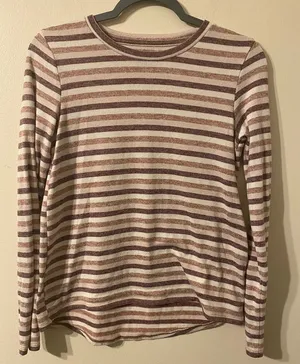 Womens American Eagle‎ Soft & Sexy Plush Long Sleeve Pullover Brown Striped XS thumbnail 1