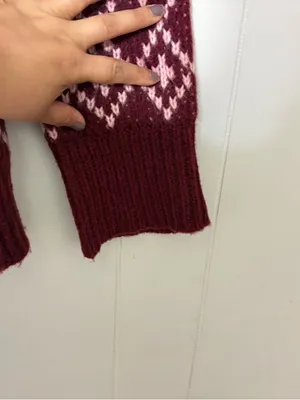 Maeve Anthropologie Sigfried Sweater M Pink Burgundy Fair Isle Knit Wool Blend thumbnail 7