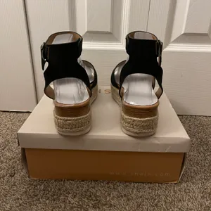 SheIn Black Open Toe Buckle Ankle Strap Espadrilles Flatform Wedge Casual Sandal thumbnail 9