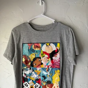 Disney 100 Gray Character Collage‎ Graphic Tee Size XL Mickey Lilo Stitch thumbnail 3