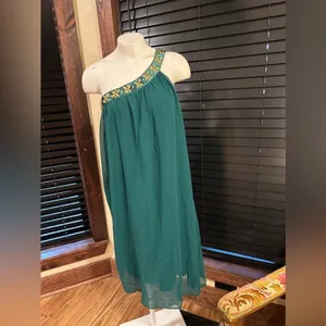 Ever Pretty Emerald Green One Shoulder Beaded Grecian Mini Dress Boho Resort thumbnail 6