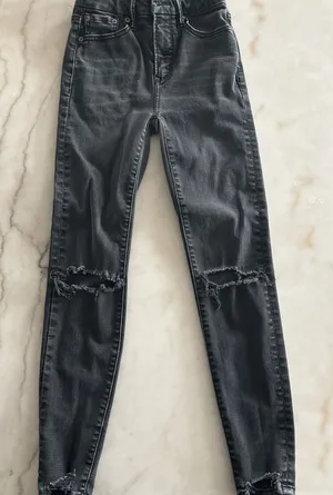 American Eagle Outfitters High Rise Black Jeans Lu(x)e Skinny Jeans Size 000 thumbnail 1