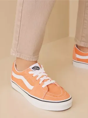 Vans Old Skool Suede Canvas Classic Skateboard Sneakers, Melon Orange/ White,7.5 thumbnail 2