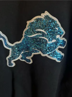 Detroit Lions Crewneck Sweatshirt with Blue sequin lion logo size XL thumbnail 2