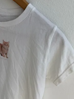 In Print We Trust White Cat Graphic Tee Size XS thumbnail 4