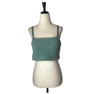 Gymshark‎ Whitney Simmons Sports Bra Large Green Eyelash Fuzzy Knit Bandau Top thumbnail 2