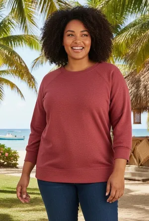 Style & Co Scarlet Crush Lounge Sweatshirt 3X Plus‎ Size Red Pink Raglan thumbnail 1