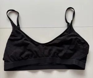 Lululemon Flow Y Bralette Womens Black Floral Lace Adjustable Straps thumbnail 1