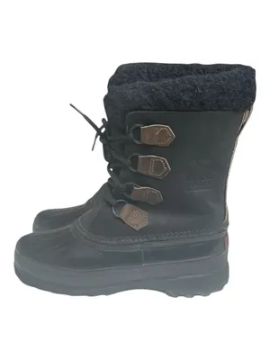Vintage: Sorel ™ ✪ Alpine Felt Lined Wool Trim Leather Lug Sole Boots ✪ Black 7M thumbnail 6