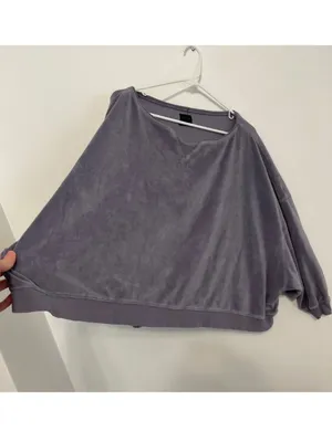 OUT FROM UNDER URBAN OUTFITTERS Vica Boat Neck Sweatshirt Periwinkle Velour Boxy thumbnail 11