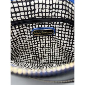 Urban Expressions Black Cobalt Blue Gold Laser Cut‎ Diamond Wristlet Clutch Bag thumbnail 4