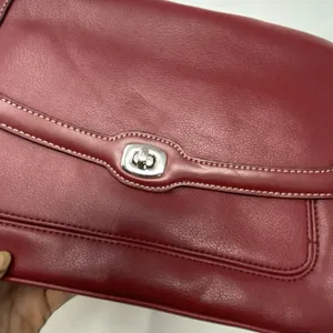 Liz Claiborne Women's Red Leather Purse Shoulder Bag thumbnail 5
