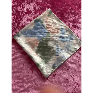 Tie dye satin scarf bandana pink blue green spring summer thumbnail 4