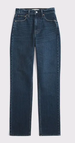 Abercrombie Curve Love Ultra High-Rise 90s Straight Jeans Dark Wash thumbnail 1