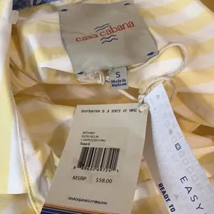 Casa Cabana Bethany Butter Yellow Striped Button Down Shirt Size Small New thumbnail 5