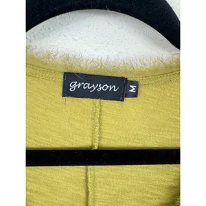 Grayson Womens Chartreuse Green‎ Pima Cotton Modal Rosette Fringe Top Medium thumbnail 4