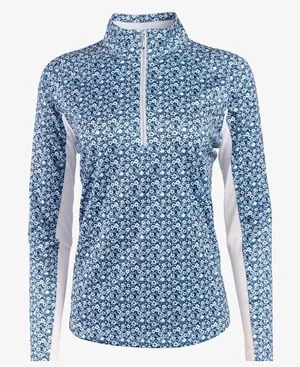 Pebble Beach Dry-Luxe Performance Womens Small Ditsy Floral Quarter Zip Pullover thumbnail 1