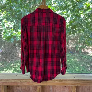 Madewell Women's Classic Ex-Boyfriend Shirt Red & Black Plaid Size M thumbnail 5