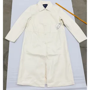 Scoop Cream Faux Leather Utility Trench Coat Womens Size M Longline Jacket NEW thumbnail 1