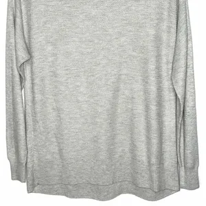 American Eagle Crew Neck Waffle Knit Top Long Sleeve Shirt Grey Size Small thumbnail 6