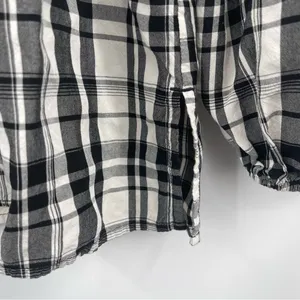LOFT ANN TAYLOR Top Peplum Plaid Blouson Henley B&W Business Casual Size Small thumbnail 8
