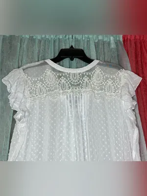Maurices White Swiss Dot Lace Yoke Ruffle Sleeve Blouse thumbnail 2