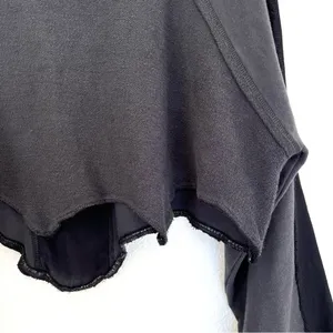 Free People Cropped Sweatshirt Grey & Black Mixed Media XS/ Small thumbnail 4