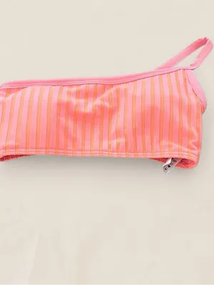 L*Space One Shoulder Bikini Top Pink Orange Ribbed Malibu Swim | small new thumbnail 3