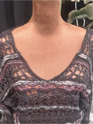 Free People Boho Mixed‑Material Woven Knit Sweater – Size Medium thumbnail 2
