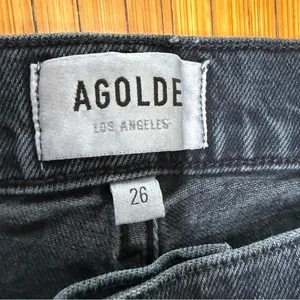 AGOLDE Toni Mid Rise‎ Straight Leg Jeans Black Raw Hem Size 26 A133D-3002 thumbnail 3