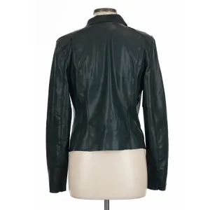 BlankNYC Womens Vegan Leather Asymmetrical Zip Jacket Moto biker Dark Green L thumbnail 5