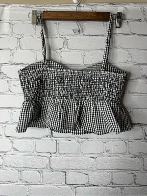 Cheek Black & White Gingham Peplum Crop Top thumbnail 5