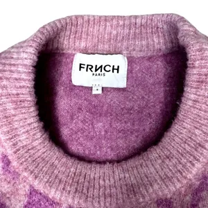 FRNCH Paris Pink Fuchsia Floral Jacquard Knit Sweater Vest Women's Size Small thumbnail 2