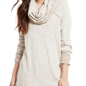Free People Beach Two Body Cowl Neck Slub Knit Tunic Top Tan‎ Beige Womens Small thumbnail 7