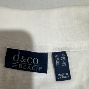 Denim & Co Beach Terry Cloth Knit Polo Contrast Trim Size 1X White A602904 Pool thumbnail 5
