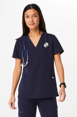 FIGS Casma Three Pocket Scrub Top PO 1518 Navy thumbnail 1