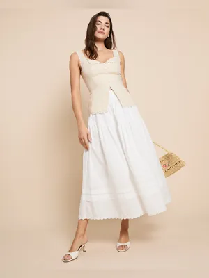 NWT Few Moda Beth Skirt size 0 o.p.t white cotton eyelet maxi midi skirt thumbnail 3