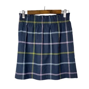 J. Crew Navy Blue Wool Sidewalk‎ Plaid Elastic Waist Skirt 2 thumbnail 3