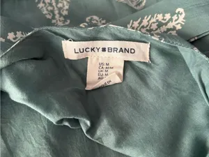 Lucky Brand Women's Teal Puff-Sleeve Tiered Maxi Dress Size Medium Boho Flowy thumbnail 7