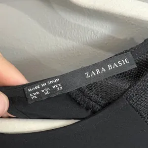 Zara Basic Size XL Black Mesh Sheer Sleeve and Hem Short Sleeve Midi Dress thumbnail 3