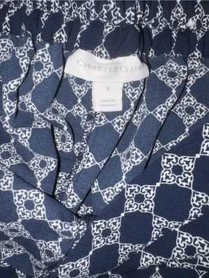 Charter Club Navy and White Wide-Leg Geometric Pants thumbnail 3