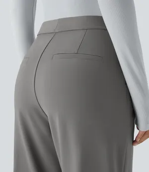 Halara Wide Leg Work Pants Gray Size S Tall NWT High Waisted Stretch thumbnail 4
